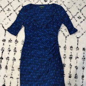 Lauren Ralph Lauren Blue Printed Midi Wrap Dress